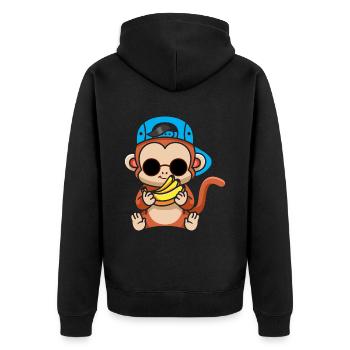 Just Freaking Love Monkeys And Bananas - Unisex Premium Organic Zip Hoodie - black - Back - Nico (187cm)