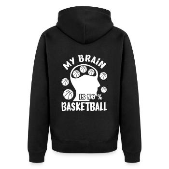 Basketball Player My Brain Is 80 % Basketball Gift - Unisex Premium Bio Zip Hoodie - Schwarz - Hinten - Nico (187cm)