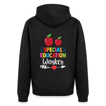 Special Education Workers Special Education Teachers - Unisex Premium Organic Zip Hoodie - black - Back - Nico (187cm)