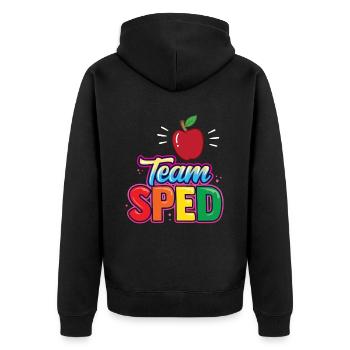 Team Sonderpädagogik Lehrer Beruf Sonderpädagoge - Unisex Premium Bio Zip Hoodie - Schwarz - Hinten - Nico (187cm)