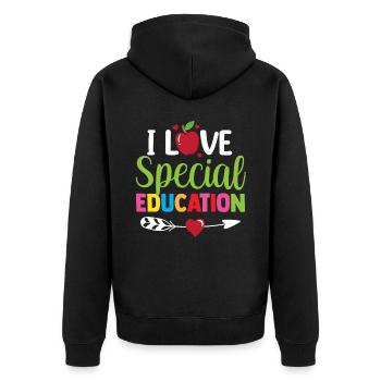 J’aime l’éducation spécialisée Enseignante en éducation spécialisée - Veste à capuche bio Premium Unisexe - noir - Dos - Nico (187cm)