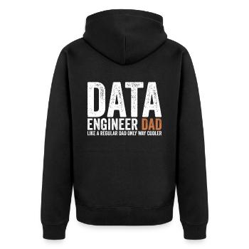 Papa - Data Engineer - Unisex Premium Organic Zip Hoodie - black - Back - Nico (187cm)