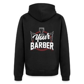 Votre profession de barbier Barbier Barbershop Barbers - Veste à capuche bio Premium Unisexe - noir - Dos - Nico (187cm)