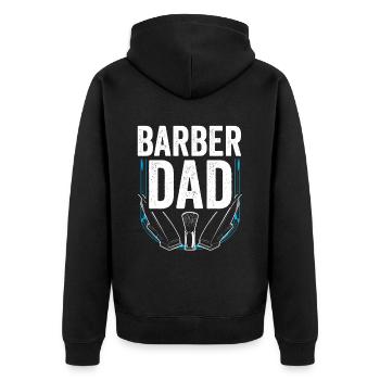 Barbier Papa Barbershop Barbiere Beruf Barber - Unisex Premium Bio Zip Hoodie - Schwarz - Hinten - Nico (187cm)