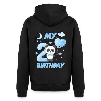 Deuxième anniversaire des enfants Garçons Panda Cadeau - Veste à capuche bio Premium Unisexe - noir - Dos - Nico (187cm)