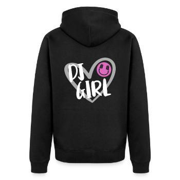 DJ Auftritt Auflegen - Unisex Premium Bio Zip Hoodie - Schwarz - Hinten - Nico (187cm)