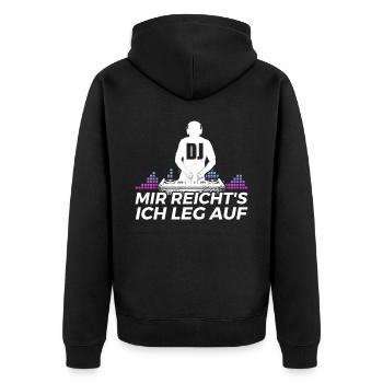 DJ Auftritt Auflegen - Unisex Premium Bio Zip Hoodie - Schwarz - Hinten - Nico (187cm)