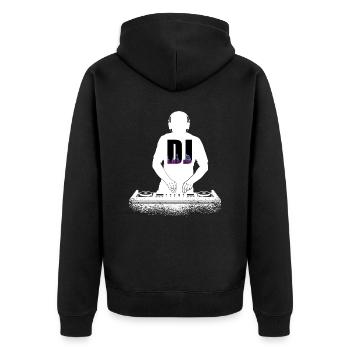DJ Auftritt Auflegen - Unisex Premium Bio Zip Hoodie - Schwarz - Hinten - Nico (187cm)