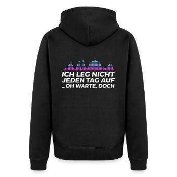 DJ Auftritt Auflegen - Unisex Premium Bio Zip Hoodie - Schwarz - Hinten - Nico (187cm)