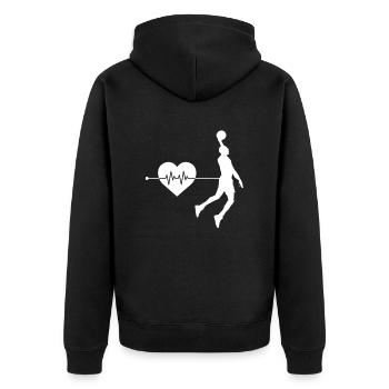 Basketball Herzschlag - Unisex Premium Bio Zip Hoodie - Schwarz - Hinten - Nico (187cm)