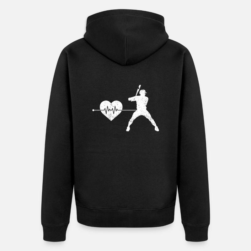 Baseball Herzschlag - Unisex Premium Bio Zip Hoodie - Schwarz