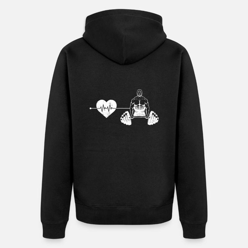 Rythme cardiaque de musculation - Veste à capuche bio Premium Unisexe - noir