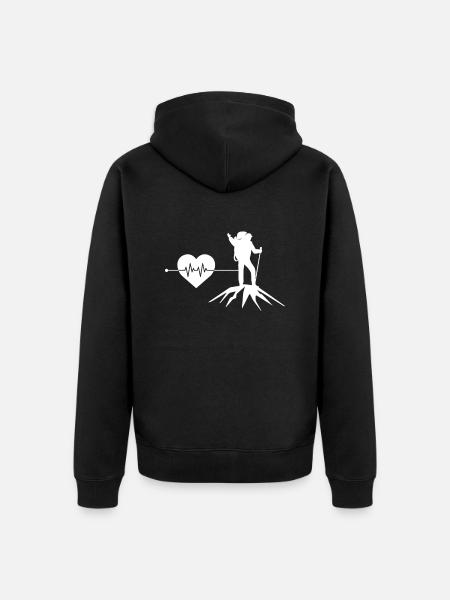 Mountaineering heartbeat - Unisex Premium Organic Zip Hoodie - black