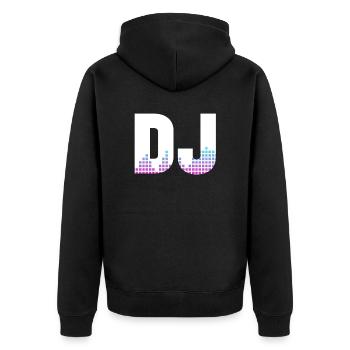 DJ Auftritt Auflegen - Unisex Premium Bio Zip Hoodie - Schwarz - Hinten - Nico (187cm)