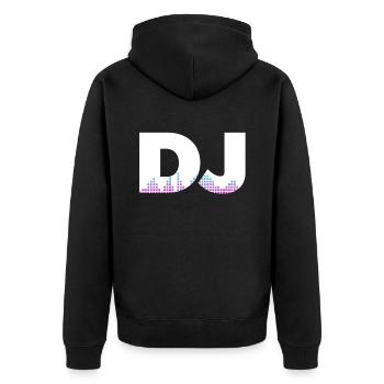 DJ Auftritt Auflegen - Unisex Premium Bio Zip Hoodie - Schwarz - Hinten - Nico (187cm)