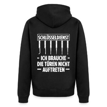 Schlüsseldienst Ich Brauche Die Türen Nicht Auftre - Unisex Premium Bio Zip Hoodie - Schwarz - Hinten - Nico (187cm)