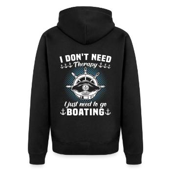 Kapitän Boot Segeln Schiff Therapie - Unisex Premium Bio Zip Hoodie - Schwarz - Hinten - Nico (187cm)