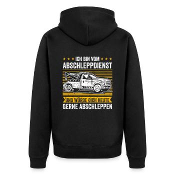 Abschleppdienst Und Würde Dich Gerne Abschleppen - Unisex Premium Bio Zip Hoodie - Schwarz - Hinten - Nico (187cm)