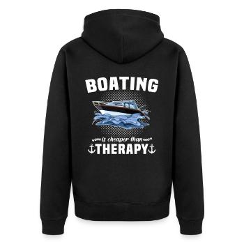 Kapitän Boot Segeln Schiff Therapie - Unisex Premium Bio Zip Hoodie - Schwarz - Hinten - Nico (187cm)