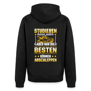 Studieren Kann Jeder Die Besten Können Abschleppen - Unisex Premium Bio Zip Hoodie - Schwarz - Hinten - Nico (187cm)