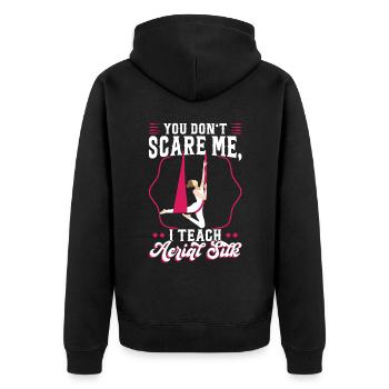 I Teach Aerial Silk - Aerialist - Unisex Premium Bio Zip Hoodie - Schwarz - Hinten - Nico (187cm)