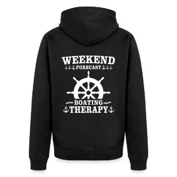 Kapitän Boot Segeln Schiff Therapie - Unisex Premium Bio Zip Hoodie - Schwarz - Hinten - Nico (187cm)