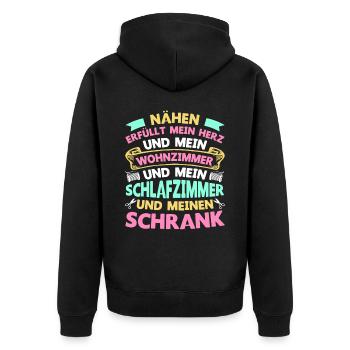 Nähen Erfüllt Mein Herz Geschenk Nähen Näherin - Unisex Premium Bio Zip Hoodie - Schwarz - Hinten - Nico (187cm)