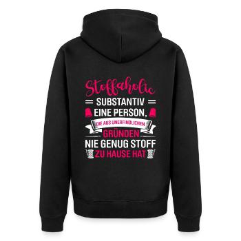 Stoffaholic Nähmaschine Nähen Näherin Näher - Unisex Premium Bio Zip Hoodie - Schwarz - Hinten - Nico (187cm)