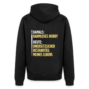 Nähen Geschenk Näherin lustiger Spruch Nähmaschine - Unisex Premium Bio Zip Hoodie - Schwarz - Hinten - Nico (187cm)