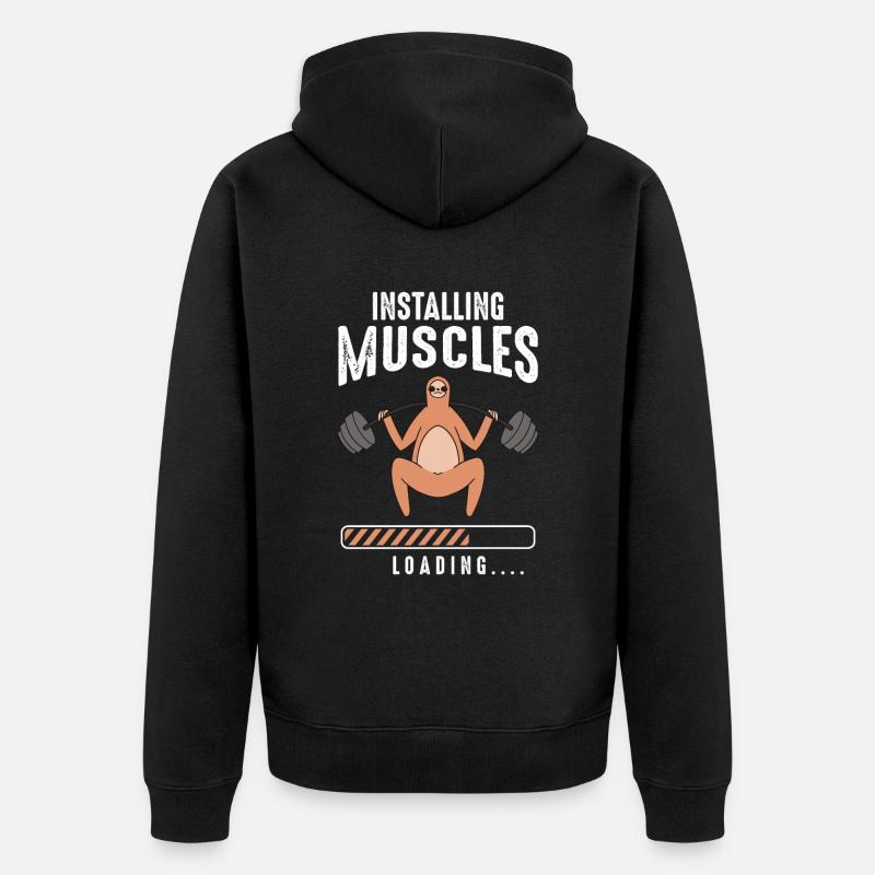 Installing Muscles Loading - Unisex Premium Bio Zip Hoodie - Schwarz