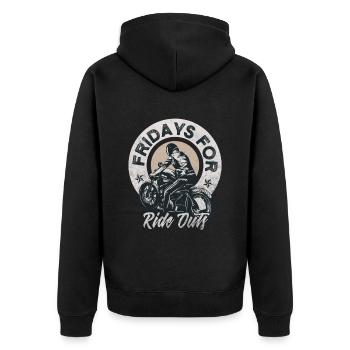 Motorrad Fridays For Ride Out Motorradfahrer - Unisex Premium Bio Zip Hoodie - Schwarz - Hinten - Nico (187cm)