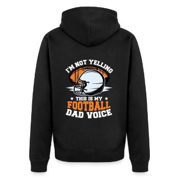 This Is My Football Dad Voice American Football - Unisex Premium Bio Zip Hoodie - Schwarz - Hinten - Nico (187cm)