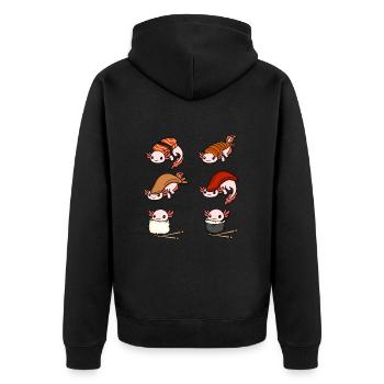 Sushi Liebhaber Geschenk Axolotl Japanisch Sushi - Unisex Premium Bio Zip Hoodie - Schwarz - Hinten - Nico (187cm)