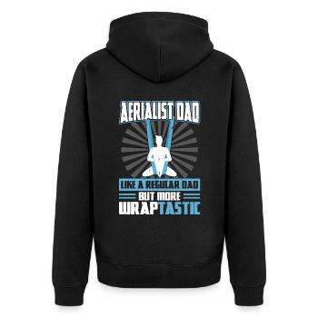 Aerialist - Like A Regular Dad But More WRAPtastic - Unisex Premium Bio Zip Hoodie - Schwarz - Hinten - Nico (187cm)