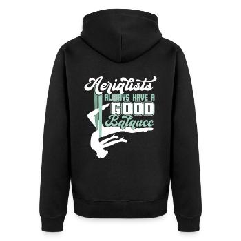 Aerialists Always Have Good Balance - Aerial Silk - Unisex Premium Organic Zip Hoodie - black - Back - Nico (187cm)