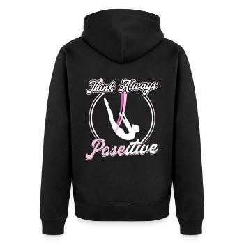 Think Always POSEitive - Aerialist - Unisex Premium Organic Zip Hoodie - black - Back - Nico (187cm)