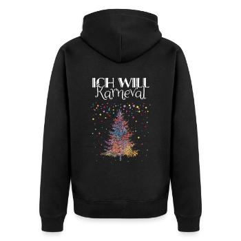 Karneval Fasching Konfetti Weihnachtsmuffel - Unisex Premium Bio Zip Hoodie - Schwarz - Hinten - Nico (187cm)