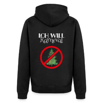 Karneval Fasching Konfetti Weihnachtsmuffel Anti - Unisex Premium Bio Zip Hoodie - Schwarz - Hinten - Nico (187cm)