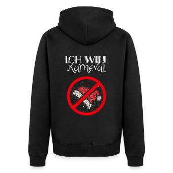 Karneval Konfetti Anti Nikolaus Weihnachtsmuffel - Unisex Premium Bio Zip Hoodie - Schwarz - Hinten - Nico (187cm)