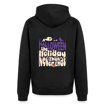 Halloween The Holiday That Never Ends - Unisex Premium Organic Zip Hoodie - black - Back - Nico (187cm)