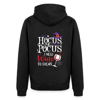 Hocus Pocus I Need Wine To Focus - Unisex Premium Organic Zip Hoodie - black - Back - Nico (187cm)