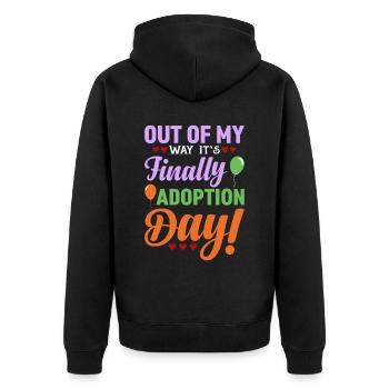 Out of the way, it's finally adoption day balloons - Unisex Premium Organic Zip Hoodie - black - Back - Nico (187cm)