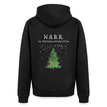 Konfetti Karneval Christbaum Weihnachtsmuffel - Unisex Premium Bio Zip Hoodie - Schwarz - Hinten - Nico (187cm)