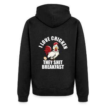 J’adore le poulet Ils chient le petit déjeuner - Veste à capuche bio Premium Unisexe - noir - Dos - Nico (187cm)