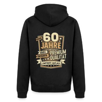 60. Geburtstag 60 Jahre Geburtstagsgeschenk - Unisex Premium Bio Zip Hoodie - Schwarz - Hinten - Nico (187cm)