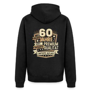 60. Geburtstag 60 Jahre Geburtstagsgeschenk - Unisex Premium Bio Zip Hoodie - Schwarz - Hinten - Nico (187cm)