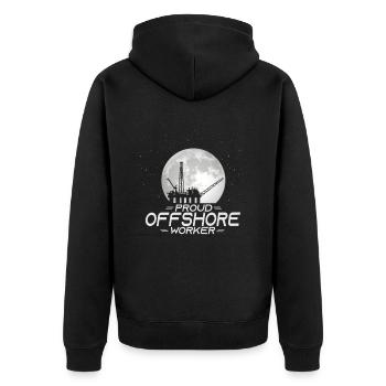 Fier travailleur offshore - Veste à capuche bio Premium Unisexe - noir - Dos - Nico (187cm)