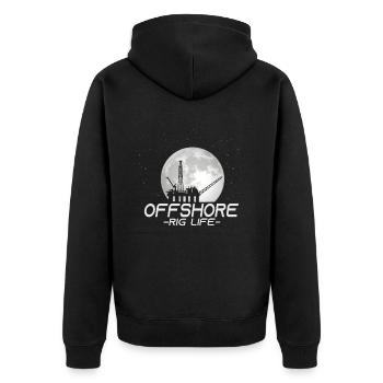 Off Shore Rig Life - Unisex Premium Organic Zip Hoodie - black - Back - Nico (187cm)