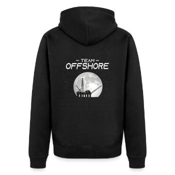 Team Off Shore - Unisex Premium Organic Zip Hoodie - black - Back - Nico (187cm)
