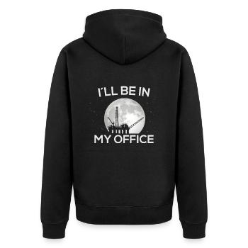 I´ll be in my office - Unisex Premium Bio Zip Hoodie - Schwarz - Hinten - Nico (187cm)